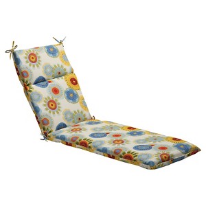 Outdoor Chaise Lounge Cushion - Blue/White/Yellow Floral