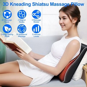 Angel Sar 3D Kneading Massage Pillow with Heat, Shiatsu Full Body Massager for Back Neck Waist Arm Calf, 3 Modes 3 Intensity, 15 Min Auto Shutoff - 1 of 4