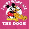 Girls' - Disney - Mickey Pluto Just Want All Dogs Fitted Short Sleeve Graphic T-Shirt - 2 of 4