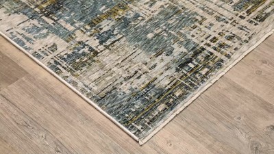 Hayden Blue and Gold Abstract Rectangular Area Rug 3'3" x 5'