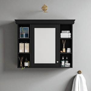 35'' x 28'' Wall Mounted Bathroom Medicine Cabinet with Mirror Door, Modern Storage Cabinet with 6 Open Shelves - 1 of 4