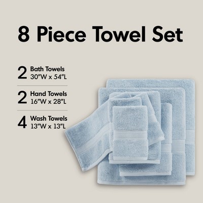100% Cotton Solid Color Heavyweight Bath Towel Set, Anti-Microbial Certified Highly Absorbent Plushy Bath Towel