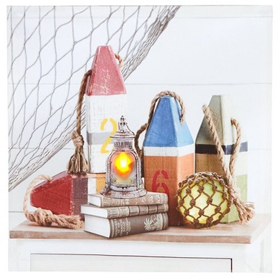 The Lakeside Collection Lighted Nautical Wall Art - Buoys