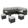 7-Piece Outdoor Patio Furniture Set, 9 Seat PE Rattan Patio Furniture Set with Dining Table & Ottomans, Waterproof & Splash-Proof Seat Cushions - 3 of 4