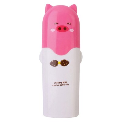 Outdoor Travel Camping Towel Toothbrush Toothpaste Multi Cap Storage Case(pink pig)