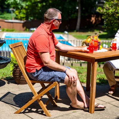 Hyannis Light Brown Solid Teak Wood Outdoor Folding Chair