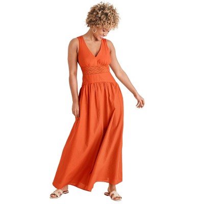 VENUS Womens Lace Detail Drop Waist Maxi
