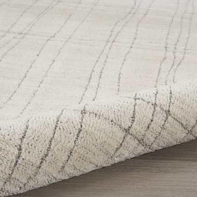 Ivory and Grey Abstract 4' x 6' Synthetic Area Rug