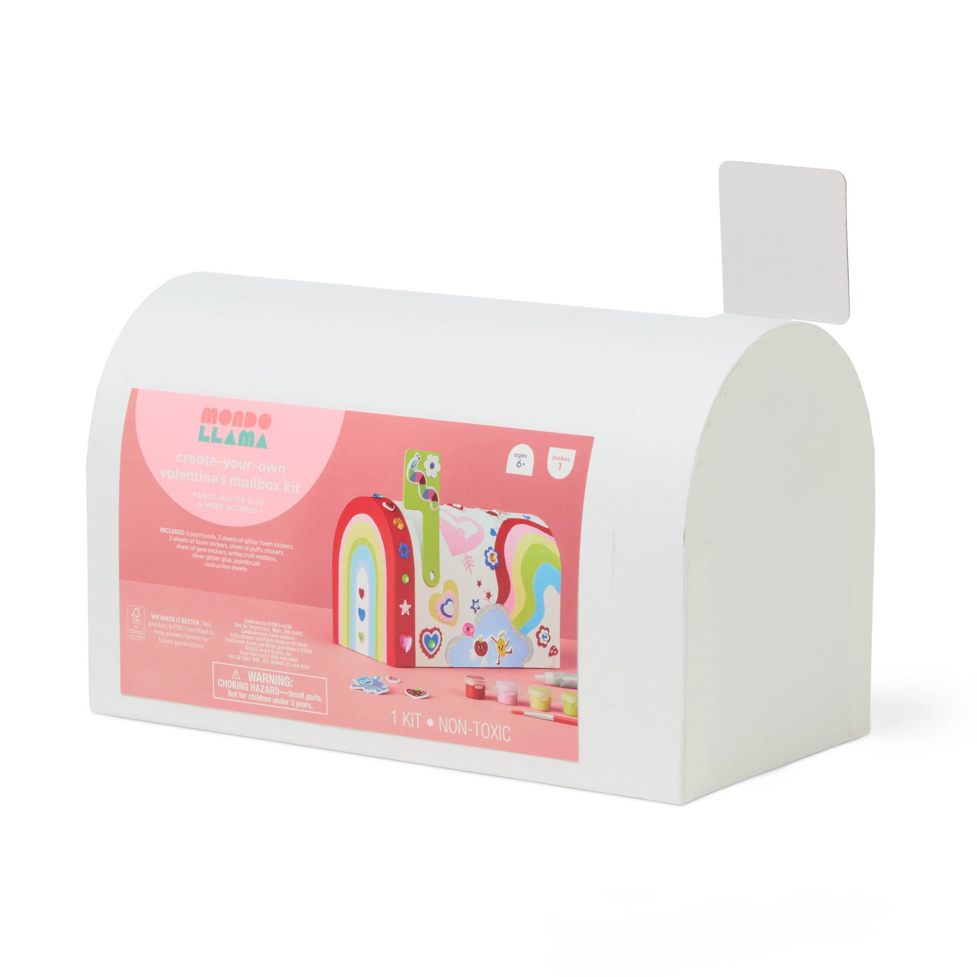 Valentine's Craft Embellished Classroom Exchange Mailbox Painting Activity Kit - Mondo Llama™