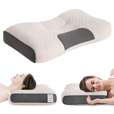 Polyester Cervical Pillows, Ergonomic Support Neck Relief Pillows for Side Back Stomach Sleepers- NTBAY