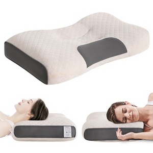 Polyester Cervical Pillows, Ergonomic Support Neck Relief Pillows for Side Back Stomach Sleepers- NTBAY - 1 of 4