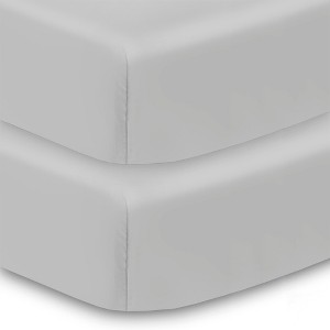 BreathableBaby All-in-One Fitted Sheet & Waterproof Cover, For 52" x 28" Crib Mattress (2-Pack), Gray - 1 of 4