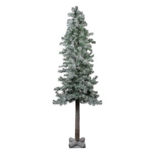 Northlight 6 FT Slim Flocked and Glittered Woodland Alpine Artificial Christmas Tree â€“ Unlit - 1 of 2