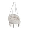 Hammock Chair Swing, Large Tassels Hanging Chair With Arched Backrest, Hanging Hammock Chair Rope Swing For Most Indoor Or Outdoor Spaces - 3 of 4