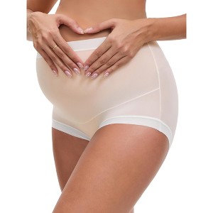 INSPIRE CHIC Women's Full Coverage Maternity Underwear Plus Size High Waisted Ice Silk Invisible Breathable Panties - 1 of 4