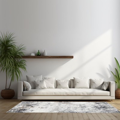 8'x10' Washable Area Rug, Modern Abstract Carpet, Foldable Low Pile Accent, Non Slip Backing