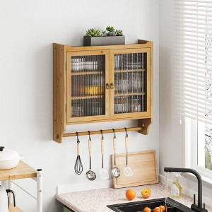 NicBex Sideboard Buffet Cabinet 24.8" Vintage Storage Cabinet with 2 Glass Doors Wall Cabinet with 3-tier Storage Kitchen Pantry for Kitchen - 1 of 4