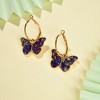 SOHI Women's Purple Butterfly Hoop Earrings - 2 of 3
