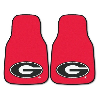 NCAA University of Georgia Bulldogs Carpet Car Mat Set 2pc - Red