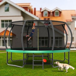 Whisen Outdoor Pumpkin Trampoline with Safety Enclosure Net, Foam Padded Poles, W-Shaped Legs, Balance Bars - 1 of 4