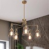 LNC Auisre 5-Lights 25"  Modern Sputnik Medium Chandelier, Polished Gold with Seeded Glass - 2 of 4