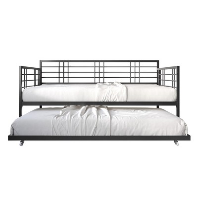 Black Metal Twin Daybed with Trundle and Headboard