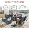 Patio Furniture Set 8 Peices with 44" Propane Gas Fire Pit Table, Outdoor Sectional Furniture Conversation Sofa Set with Cushion for Porch Backyard - 2 of 4