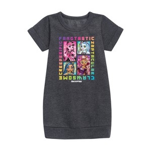 - Mattel - Clawsome, Fangtastic, Creeperific & Zapptacular Graphic Short Sleeve Fleece Dress - 1 of 3