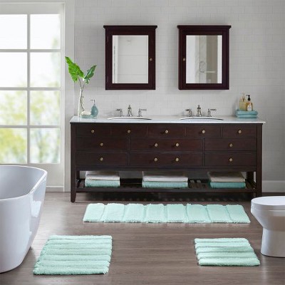 Kumasinova Tufted Pearl Channel Bathroom Rugs, Washable Rug, High-Low Stripe Bath Rug, Non-Skid Door Mat, Area Rug, Oeko-Tex Certified