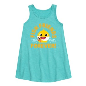 Girls' - Baby Shark - Fish Friends Forever Graphic Sleeveless Aline Dress - 1 of 4
