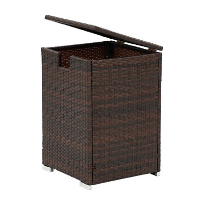 Dark Brown Wicker Propane Tank Cover Table