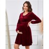 Clearlove Women's Velvet Maternity Nursing Dress Stretchy Breastfeeding Gown Elegant Bump Flowy Maxi - 4 of 4