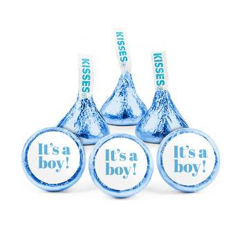 100 Pcs It's a Boy Baby Shower Candy Light Blue Hershey's Kisses Milk Chocolate (1lb Bag, Approx. 100 Pcs) - No Assembly Required - By Just Candy