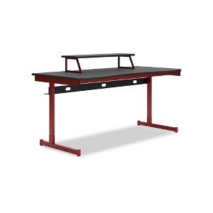Signature Design by Ashley Lynxtyn 63" Home Office Desk with Headset Hanger and Raised Monitor Stand, Red - 1 of 4