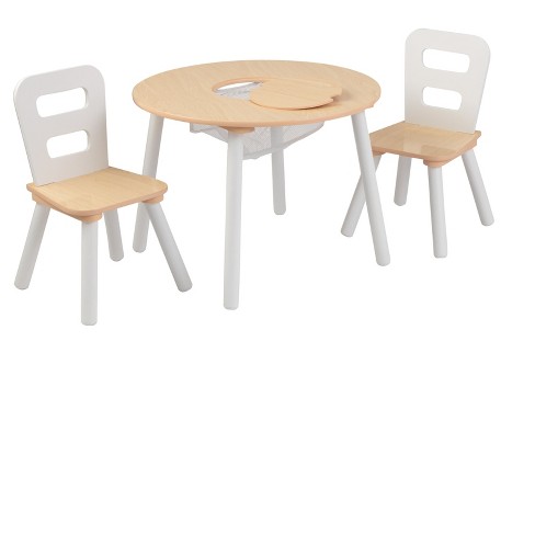 Round Table And Chair White Natural Set Of 2 Kidkraft