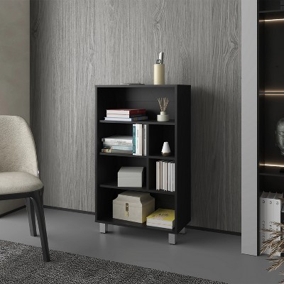 TOAOTBNBO 4 Tier Small Bookshelves, Home Office Bookcase with Storage Cabinet Industrial Floor Standing Book Shelf