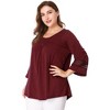 Agnes Orinda Women's Plus Size Plain Cut-Out Gathered Patchwork Long Sleeve T-Shirt - 2 of 4