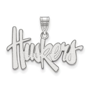 Black Bow Jewelry 14k White Gold Nebraska Cornhuskers NCAA Large Pendant - 1 of 3