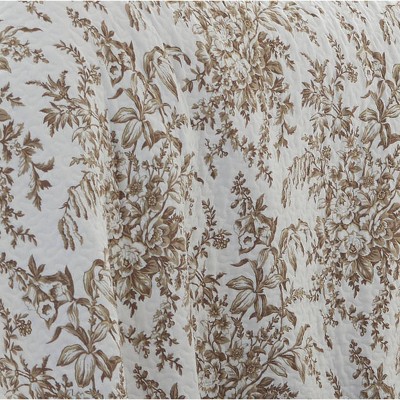 Mocha Cotton Reversible Full Quilt Set with Trim