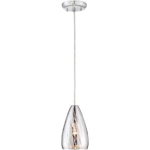 Possini Euro Design Portico Chrome Mini Pendant 5" Wide Modern Vacuum Plated Crackle Glass for Dining Room House Foyer Kitchen Island Entryway Bedroom - 1 of 4