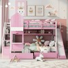 Polibi Castle-Inspired Full-Over-Full Bunk Bed with Slide, Staircase Storage & Dual Drawers - 2 of 4