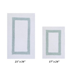 Hotel 2 PC Bath Rug 100% Premium Cotton Tufted Weave Two Tone Reversible Bathroom Rug, Super Soft Absorbent, Machine Washable Bath Mat - 1 of 4
