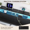 King Headboard with 2 Outlets, LED Lights and USB Ports, Adjustable Height, Storage Rack, Sturdy and Stable, Easy Assembly - 4 of 4