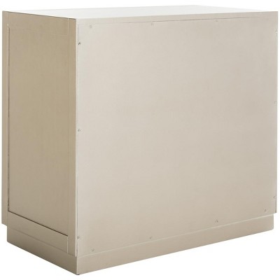 Gray Mirrored Glam Art Deco Accent Cabinet