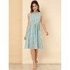 Allegra K Women's Floral Split Neck Drawstring Waist Sleeveless A-Line Summer Midi Dress - 3 of 4