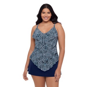 Trimshaper Women's Lena 4 Tier Ruffle Tankini Swimsuit Top - 1 of 3