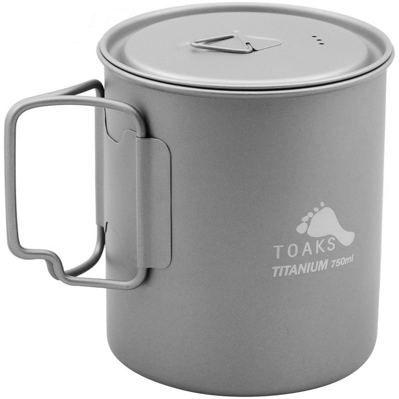 TOAKS Ultralight Titanium Camping Cook Pot with Foldable Handles and Lid, 1 of 4