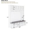 Hall Tree with Bench and Shoe Storage, Farmhouse Wooden Coat Rack with 6 Hooks, Built-in 18 Open Compartments, for Entryway, Living Room, White - 2 of 2