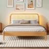CAVINAS Platform Bed Queen Size Modern Wooden Bed Frame with Rattan Headboard and LED Light for Bedroom - 2 of 4