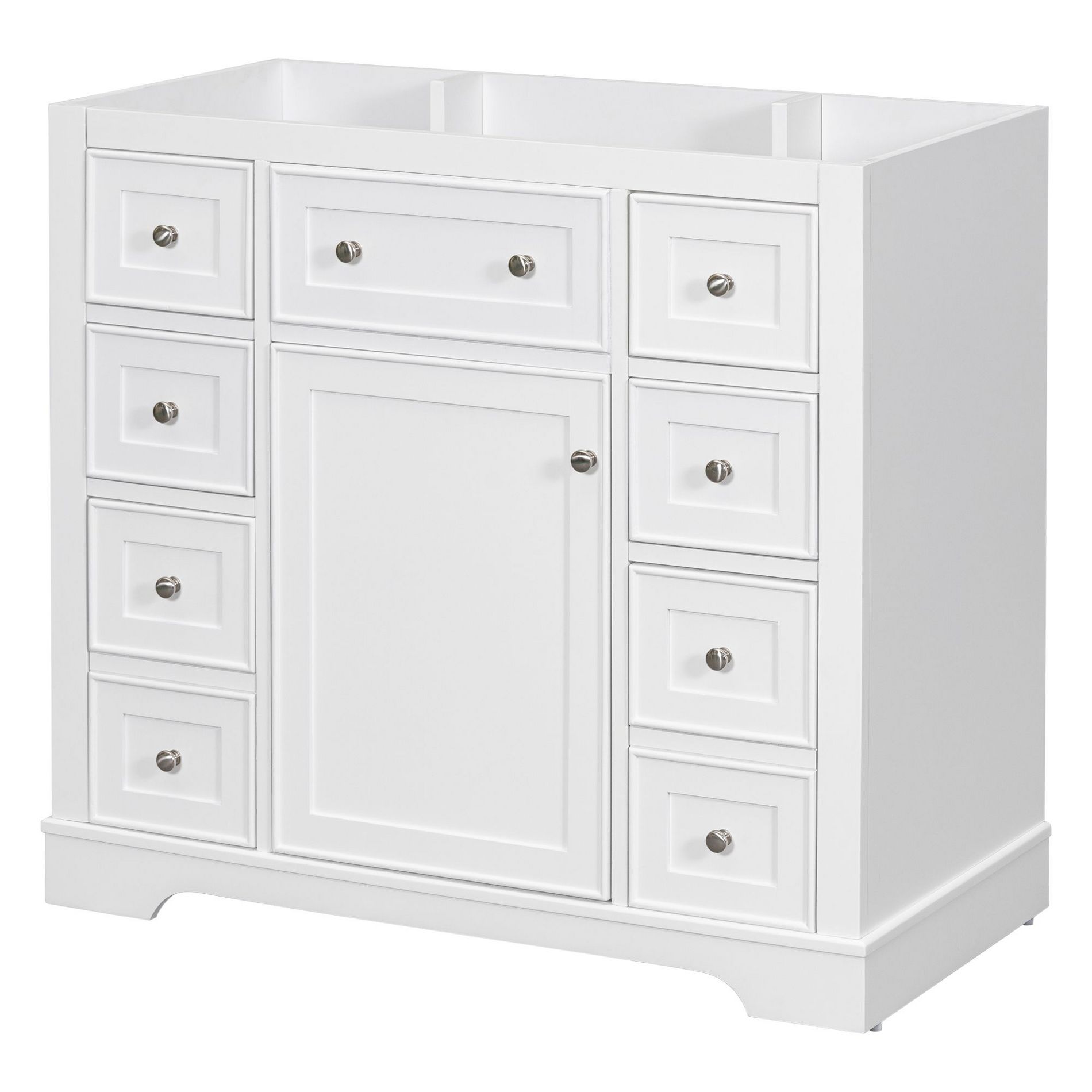 NicBex 35.6" Bathroom Storage Cabinet without Sink, Bathroom Vanity, 6 Spacious Drawers and 1 Two-tier Cabinet for Bathroom, White